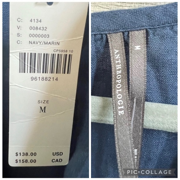 NWT new medium Anthropologie Somerset linen romper shorts navy blue - Picture 5 of 16